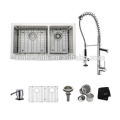 Handmade R10&R15/Zero Radius Stainless Steel Kitchen Sink with Full/Semi Apron Front